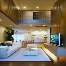 川越の家：千本格子吹き抜け空間・nikeデザイン