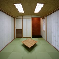 あきづの邸宅：ダウン照明・和室天井のオリジナル照明機器（ＬＥＤ内蔵）・nikeデザイン・菊川建匠製作